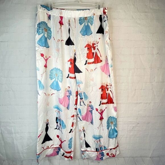 SheShow White Christmas Satin Pajama Set Women Size 3XL Long Sleeve Wide Leg NEW - Picture 4 of 16